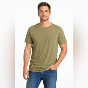 CASLON Crewneck Pocket Shirt Olive Green